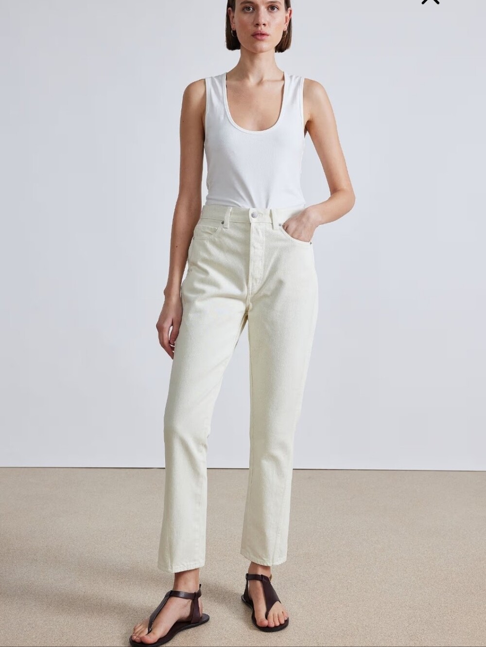 Apiece Apart Camilla Jeans In Ecru Off-White Denim 130156 Size 27